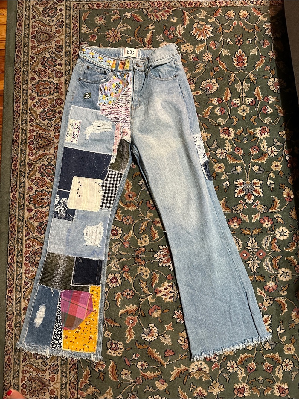 BDG Light Blue Patchwork Wide-Leg Jeans